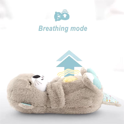 Breathing Bear Baby Soothing Otter Plush Doll Toy Baby Kids Soothing Music Baby Sleeping Companion Sound and Light Doll Toy Gift