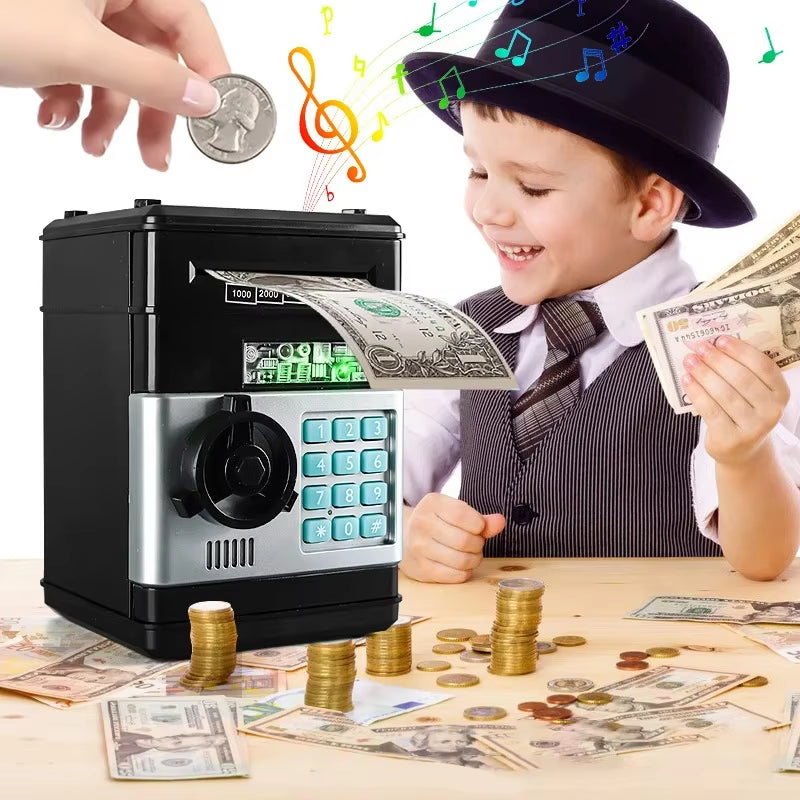 Electronic Piggy Bank Automatic Mini Safe Coins Cash Saving Money Box Password Counter Code Key Lock Coin Bank ATM Child Gift