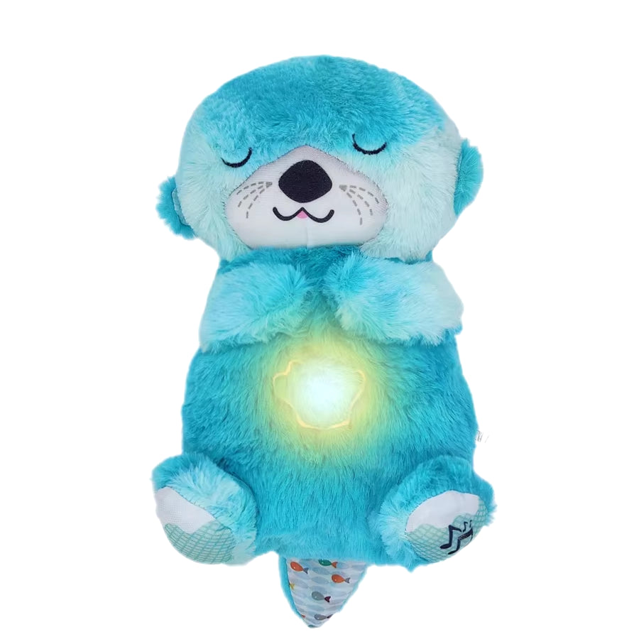 Breathing Bear Baby Soothing Otter Plush Doll Toy Baby Kids Soothing Music Baby Sleeping Companion Sound and Light Doll Toy Gift