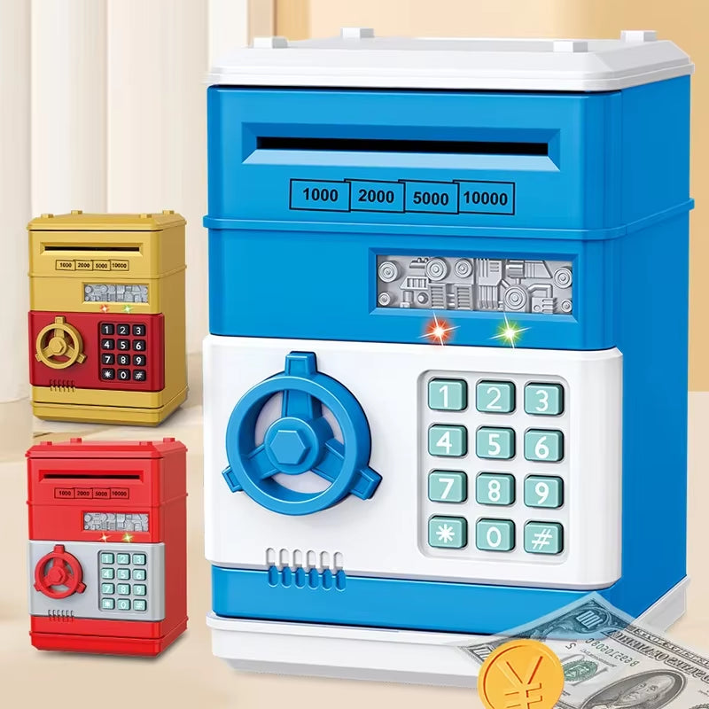 Electronic Piggy Bank Automatic Mini Safe Coins Cash Saving Money Box Password Counter Code Key Lock Coin Bank ATM Child Gift