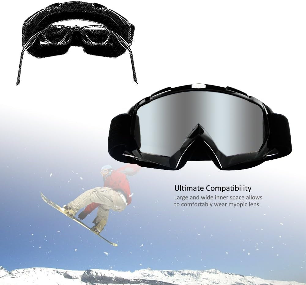 Lunette De Moto Cross, Lunettes De Protection De Sécurité Réglables, Lunettes De Ski Anti-Uv