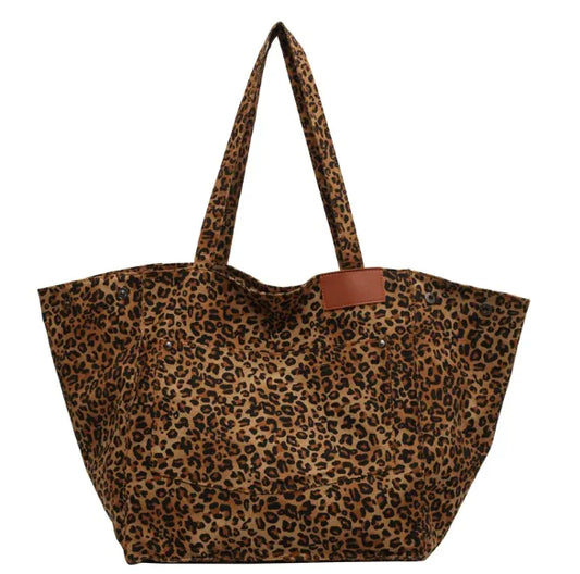 Leopard Print Canvas Tote Bag