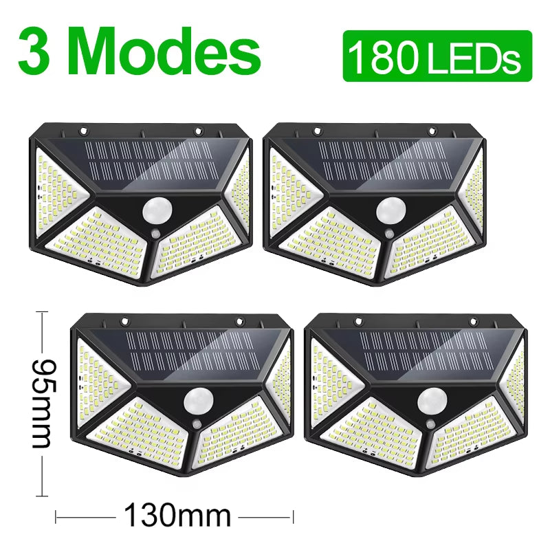 180 100 LED Solar Light Outdoor Solar Lamp with Motion Sensor LED Garden Light Waterproof Solar Power Spotlight Street Sunlight