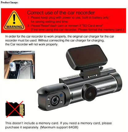 360° Dual Lens Car Dash Cam