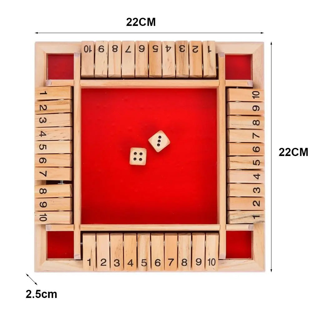 Shut the Box Wooden Dice Game - Fun for 4 Players, Perfect for Family, Parties, and Pubs!