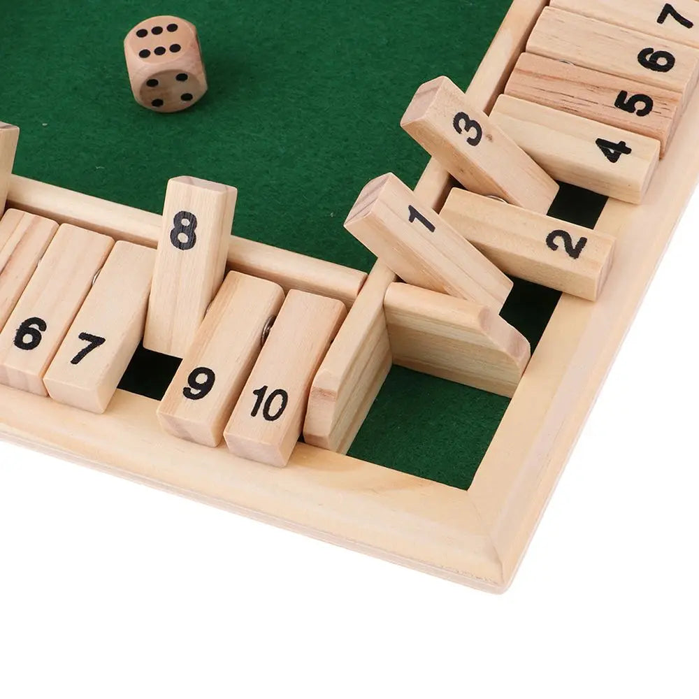 Shut the Box Wooden Dice Game - Fun for 4 Players, Perfect for Family, Parties, and Pubs!