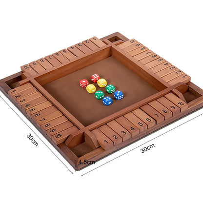 Shut the Box Wooden Dice Game - Fun for 4 Players, Perfect for Family, Parties, and Pubs!