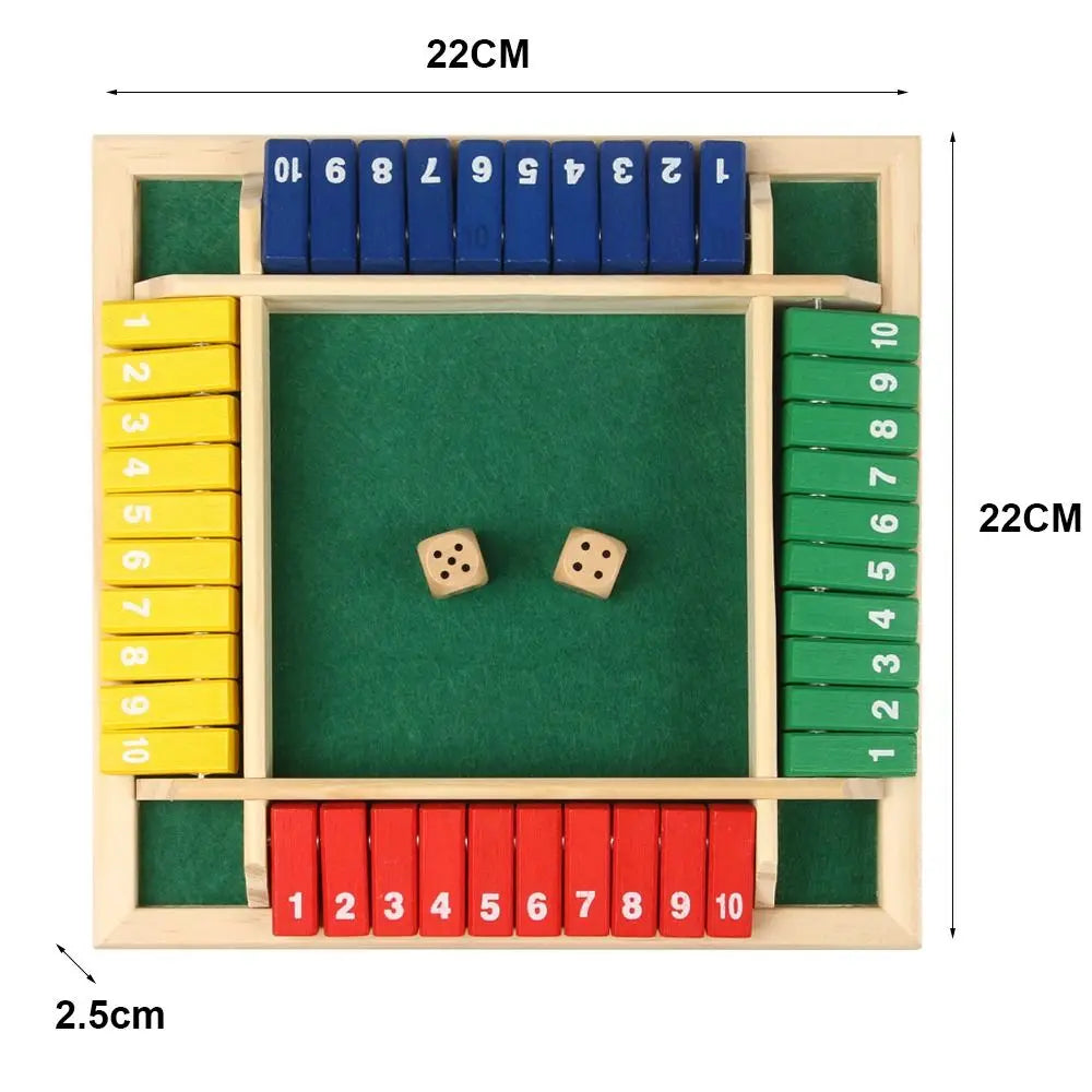 Shut the Box Wooden Dice Game - Fun for 4 Players, Perfect for Family, Parties, and Pubs!