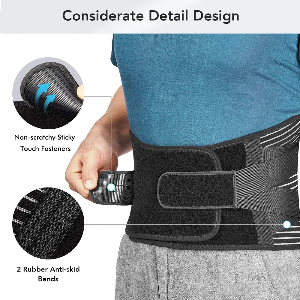 Back Braces for Lower Back Pain Relief with 6 Stays, Breathable Back Support Belt for Men/Women for Work Lumbar Support Belt