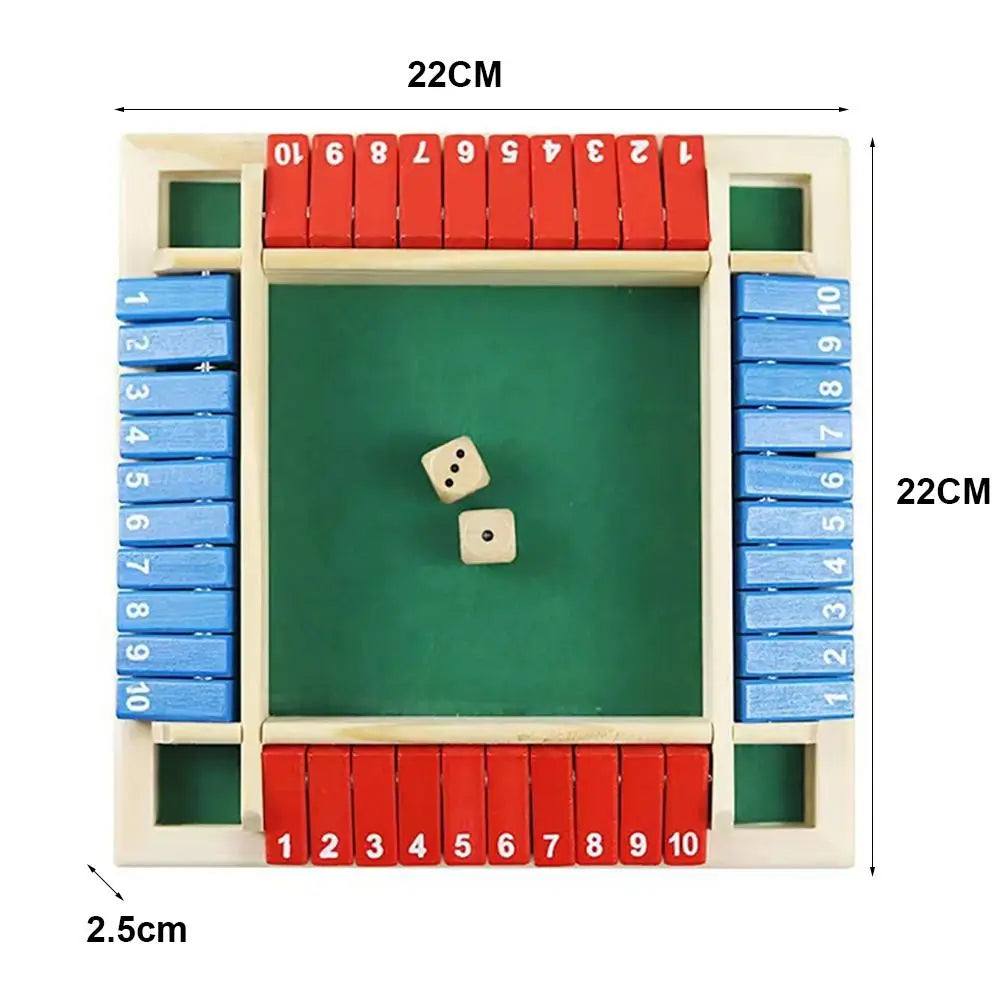 Shut the Box Wooden Dice Game - Fun for 4 Players, Perfect for Family, Parties, and Pubs!