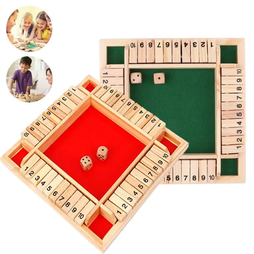 Shut the Box Wooden Dice Game - Fun for 4 Players, Perfect for Family, Parties, and Pubs!