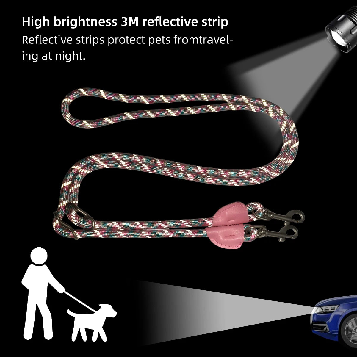 Multifunctional Durable Dog Leash Simple Nylon Lead Rope Outdoor Portable Collar Traction Rope Waist Leash Hands-Free Dogs Leash