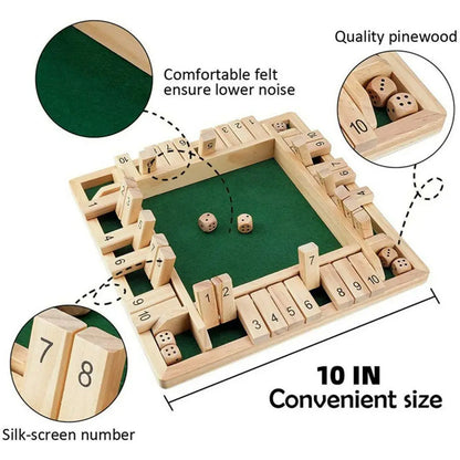 Shut the Box Wooden Dice Game - Fun for 4 Players, Perfect for Family, Parties, and Pubs!