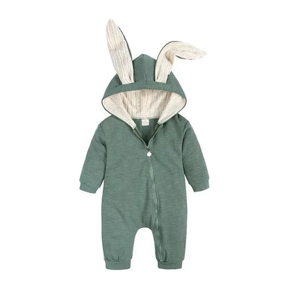 Rabbit Ear Hooded Baby Rompers