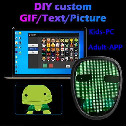 Led Cosplay Mask with Programmable Lighted Face Transforming Mask Rechargeable App Controlled Prop Hallowee Party Bluetooth Mask