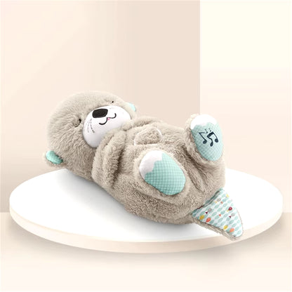 Breathing Bear Baby Soothing Otter Plush Doll Toy Baby Kids Soothing Music Baby Sleeping Companion Sound and Light Doll Toy Gift