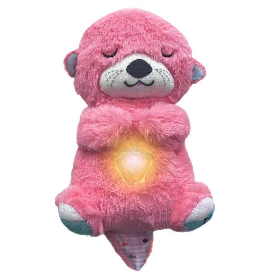 Breathing Bear Baby Soothing Otter Plush Doll Toy Baby Kids Soothing Music Baby Sleeping Companion Sound and Light Doll Toy Gift