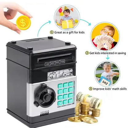 Electronic Piggy Bank Automatic Mini Safe Coins Cash Saving Money Box Password Counter Code Key Lock Coin Bank ATM Child Gift