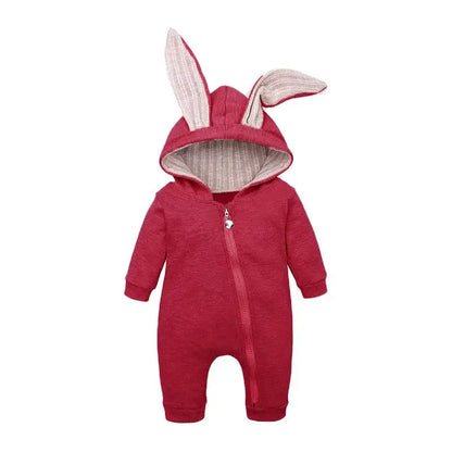 Rabbit Ear Hooded Baby Rompers